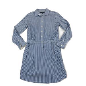 Banana Republic Blue White Abstract Button Front Long Sleeve Tiered Maxi Dress 6